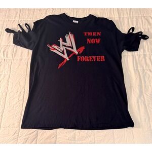 Gildan WWE T-Shirt Then Now Forever Graphic Tee Cutout Sleeve Black Large Custom